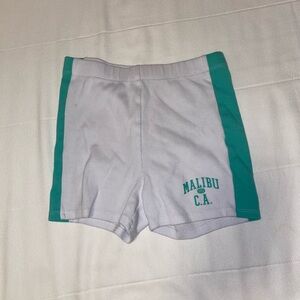 White and Green Malibu C.A. Shorts